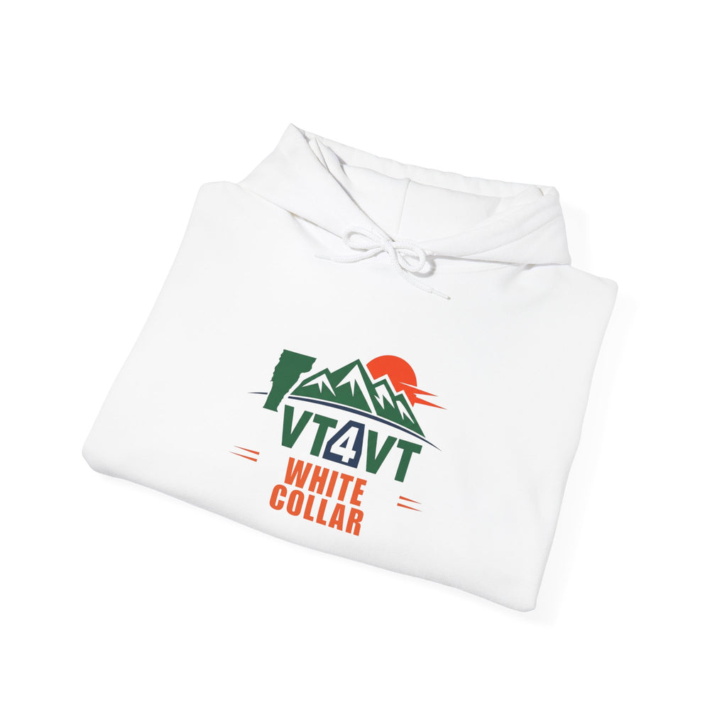 VT4VT WHITE COLLAR Hoodie — "Vermont's Future Worth Protecting — DAMN RIGHT"