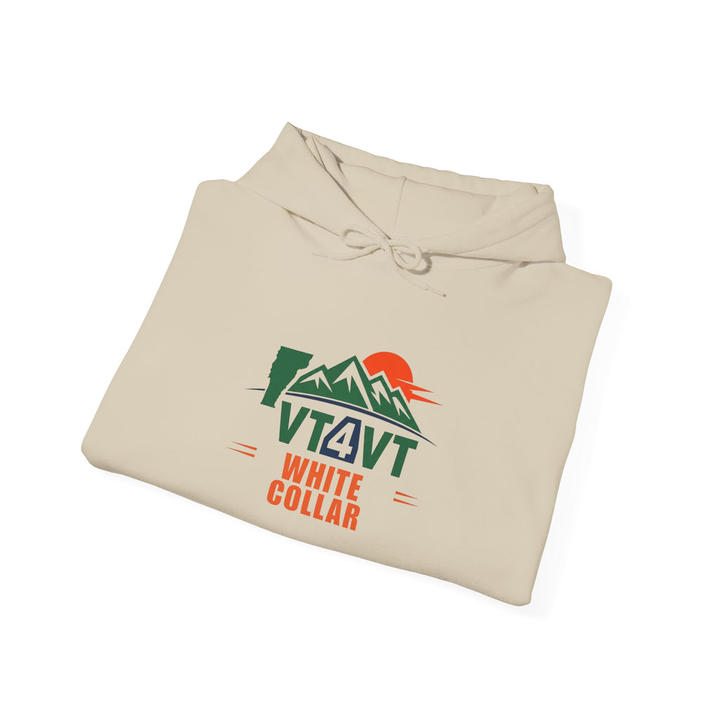 VT4VT WHITE COLLAR Hoodie — "Vermont's Future Worth Protecting — DAMN RIGHT"