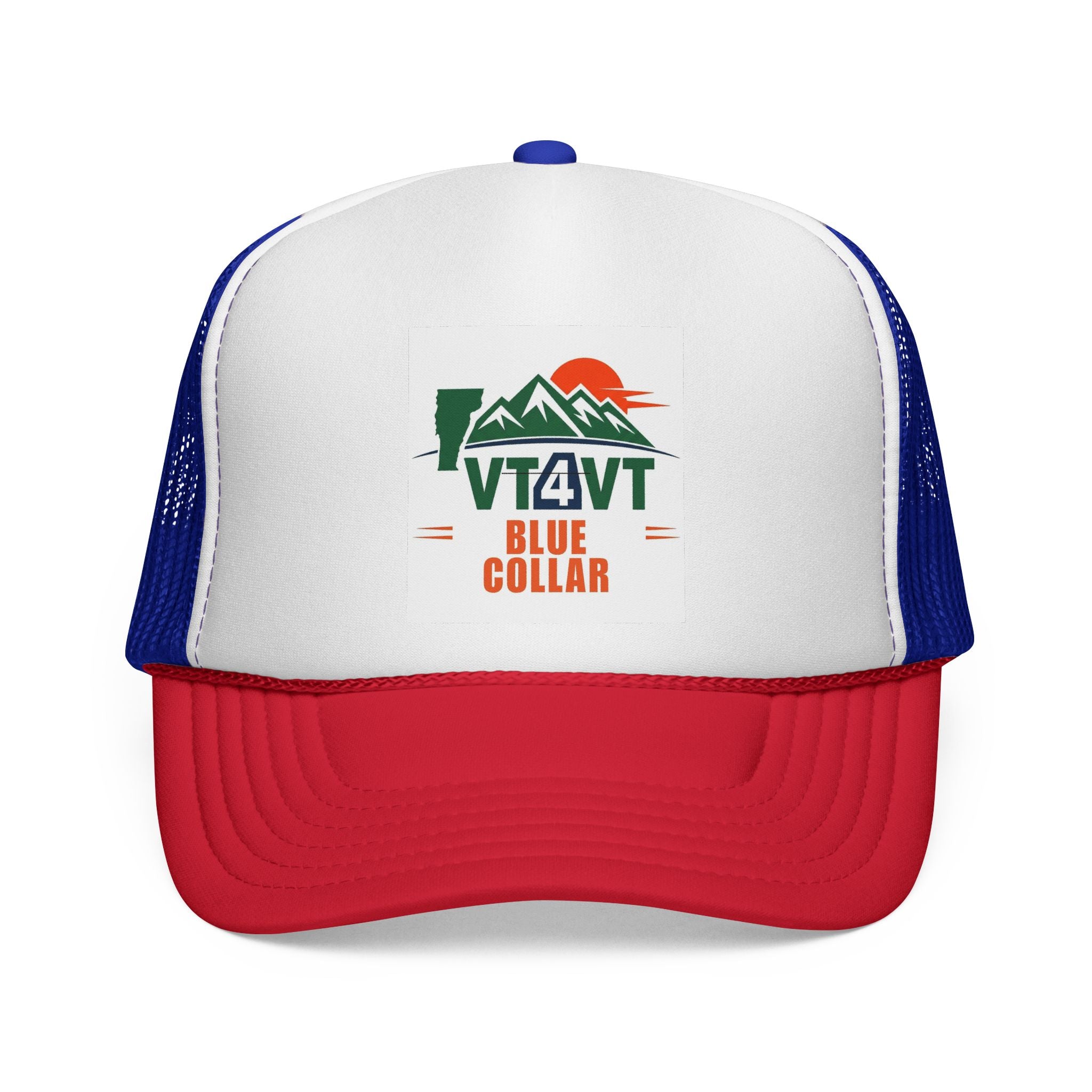 VT4VT WHITE COLLAR Trucker Cap — "Vermont's Future Worth Protecting — DAMN RIGHT"