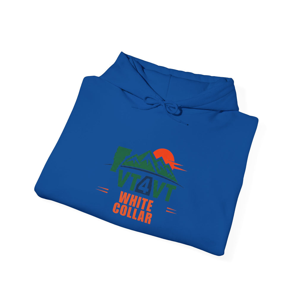 VT4VT WHITE COLLAR Hoodie — "Vermont's Future Worth Protecting — DAMN RIGHT"
