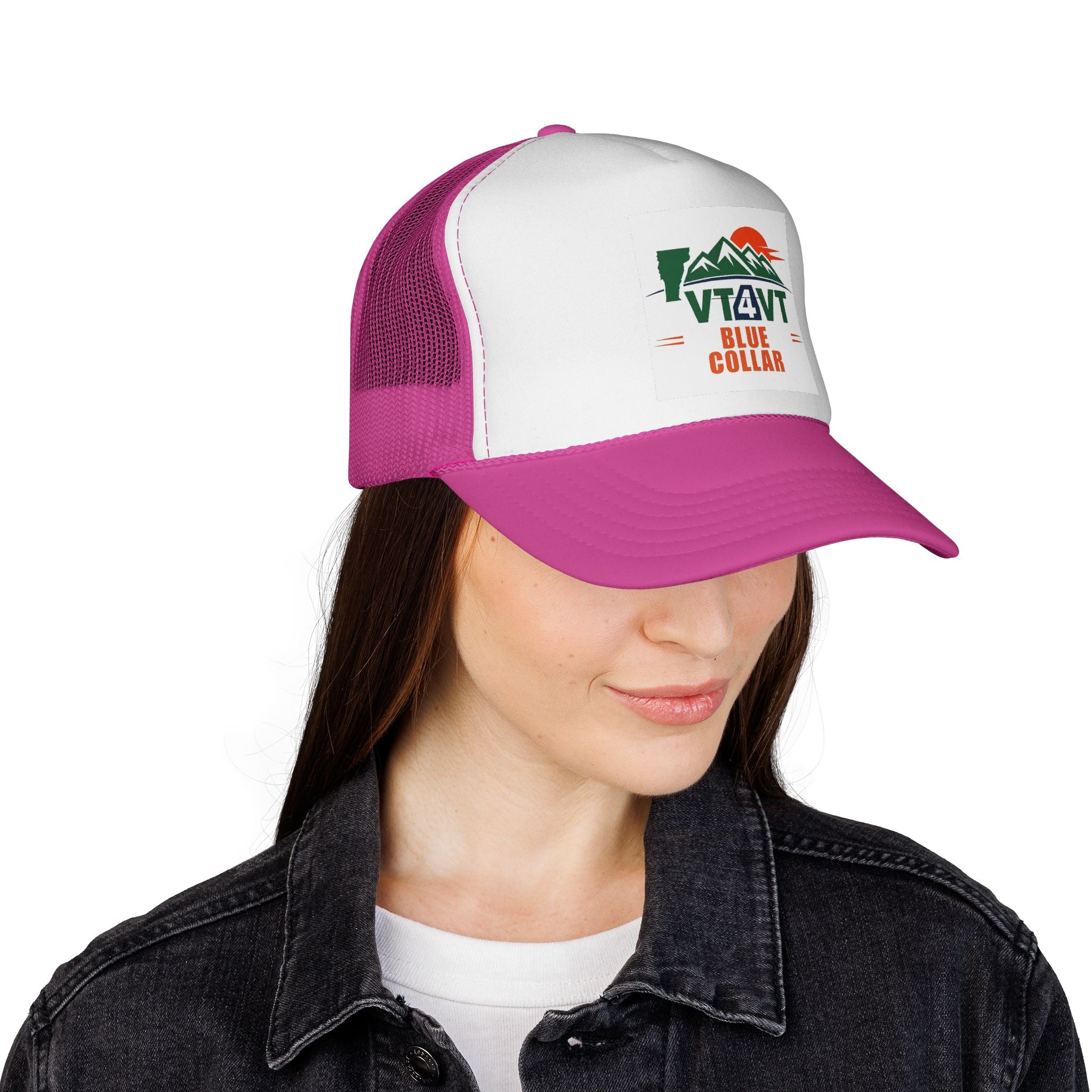 VT4VT BLUE COLLAR Trucker Cap — "Vermont's Future Worth Protecting — DAMN RIGHT"
