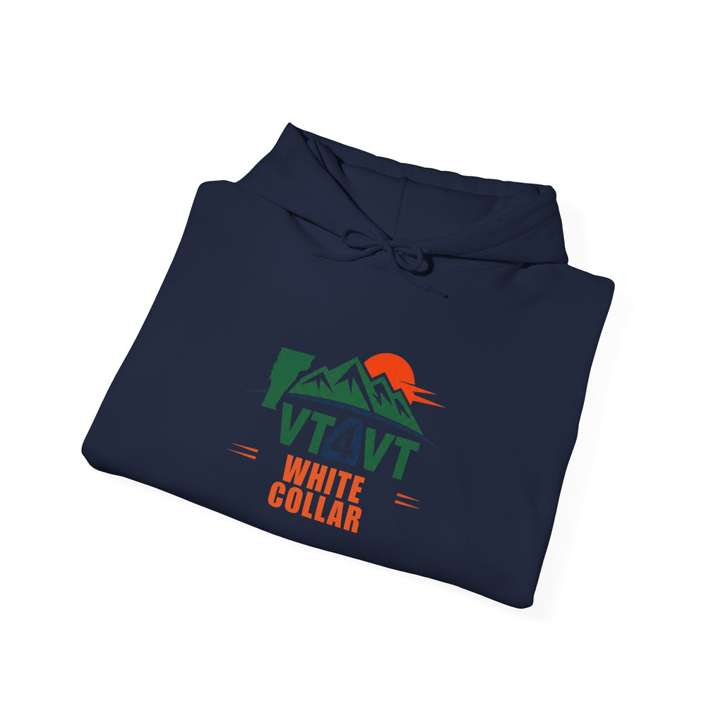 VT4VT WHITE COLLAR Hoodie — "Vermont's Future Worth Protecting — DAMN RIGHT"
