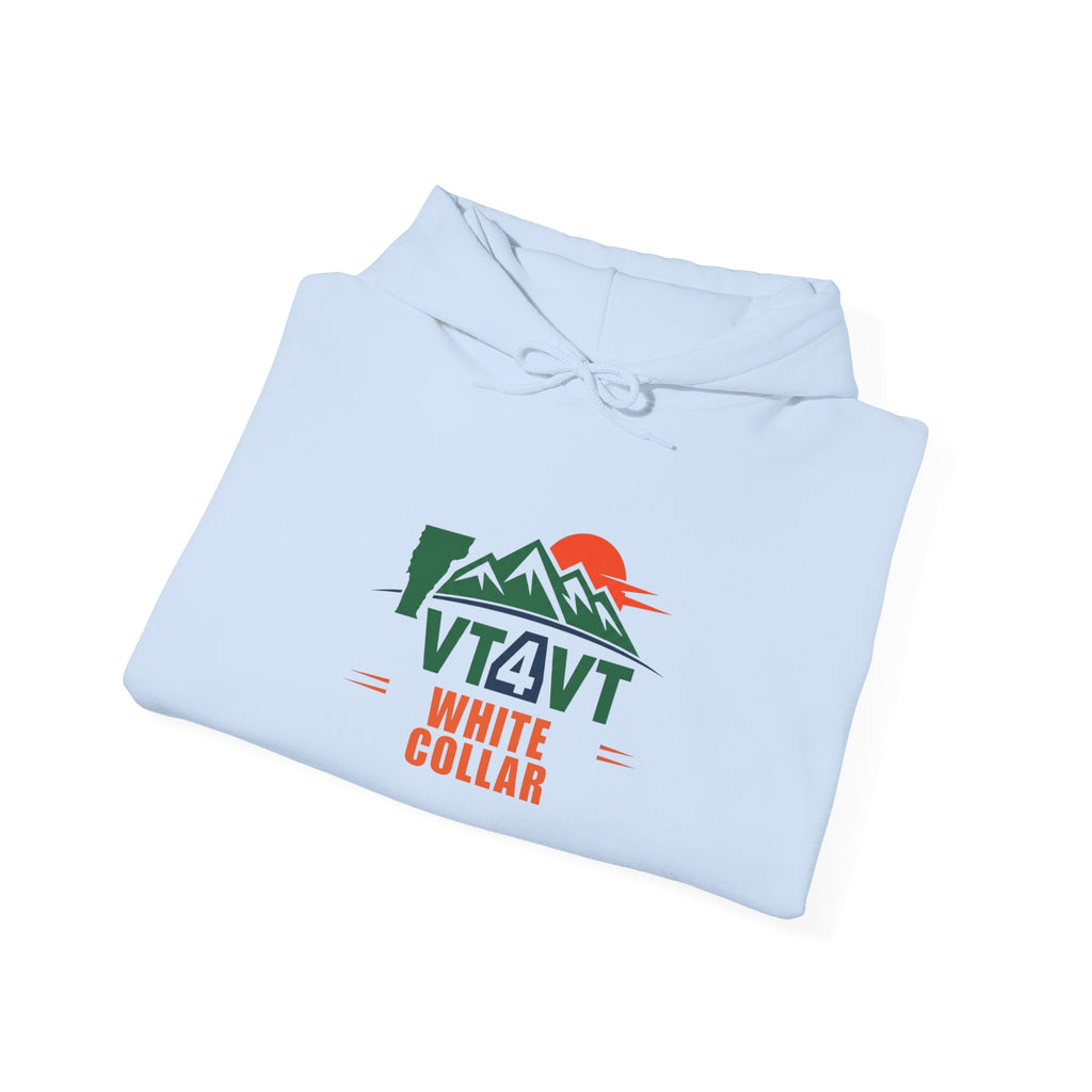 VT4VT WHITE COLLAR Hoodie — "Vermont's Future Worth Protecting — DAMN RIGHT"