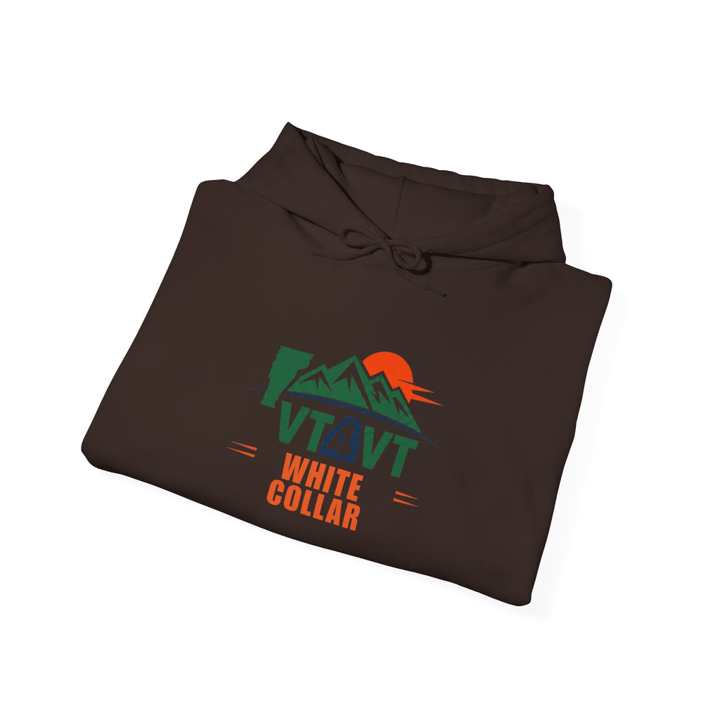 VT4VT WHITE COLLAR Hoodie — "Vermont's Future Worth Protecting — DAMN RIGHT"