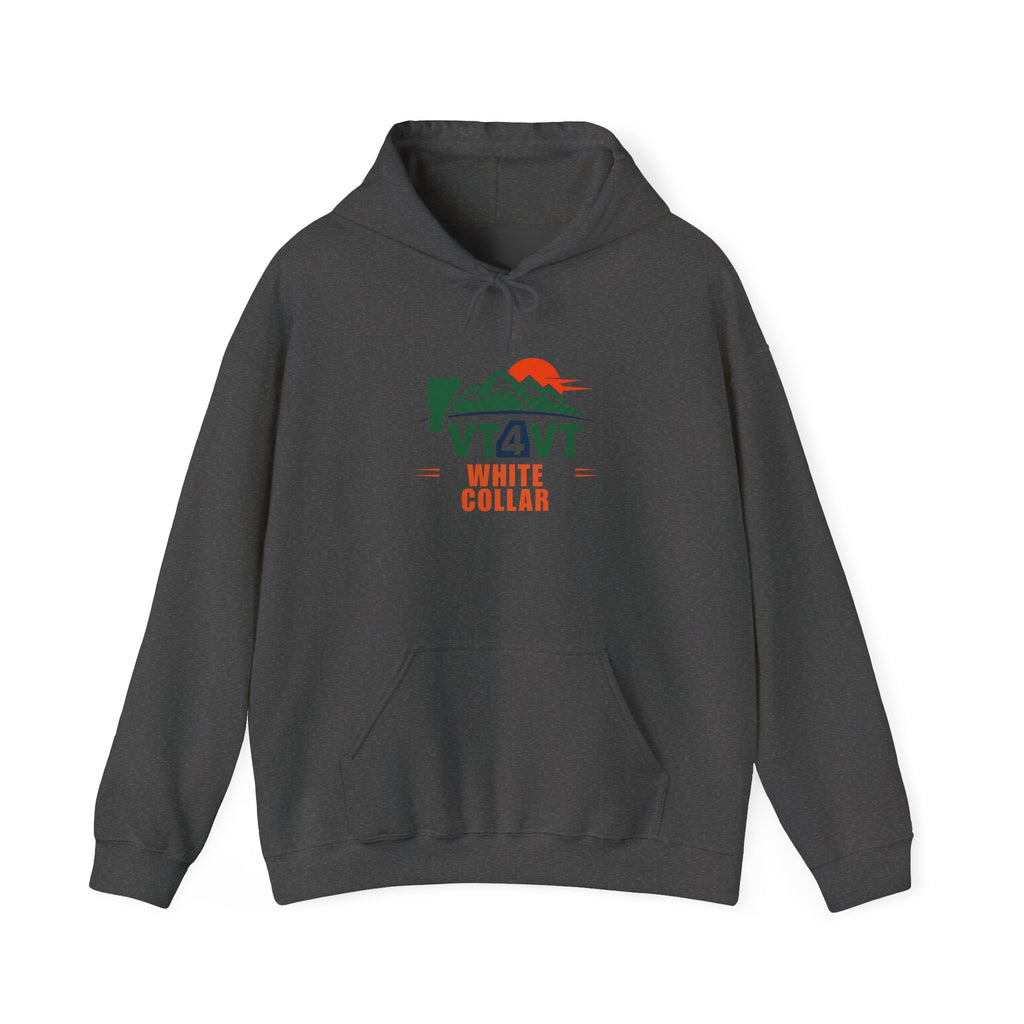 VT4VT WHITE COLLAR Hoodie — "Vermont's Future Worth Protecting — DAMN RIGHT"