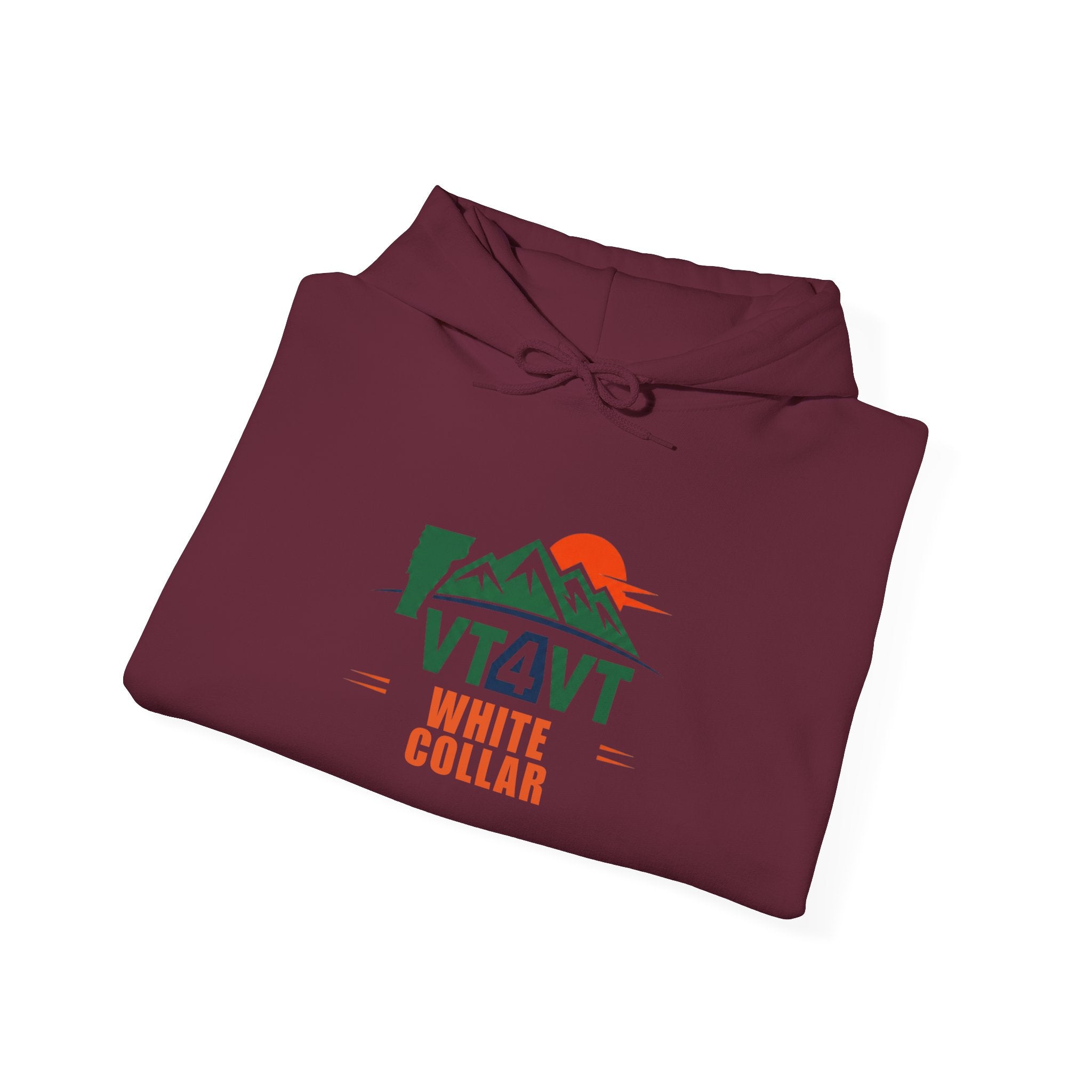 VT4VT WHITE COLLAR Hoodie — "Vermont's Future Worth Protecting — DAMN RIGHT"