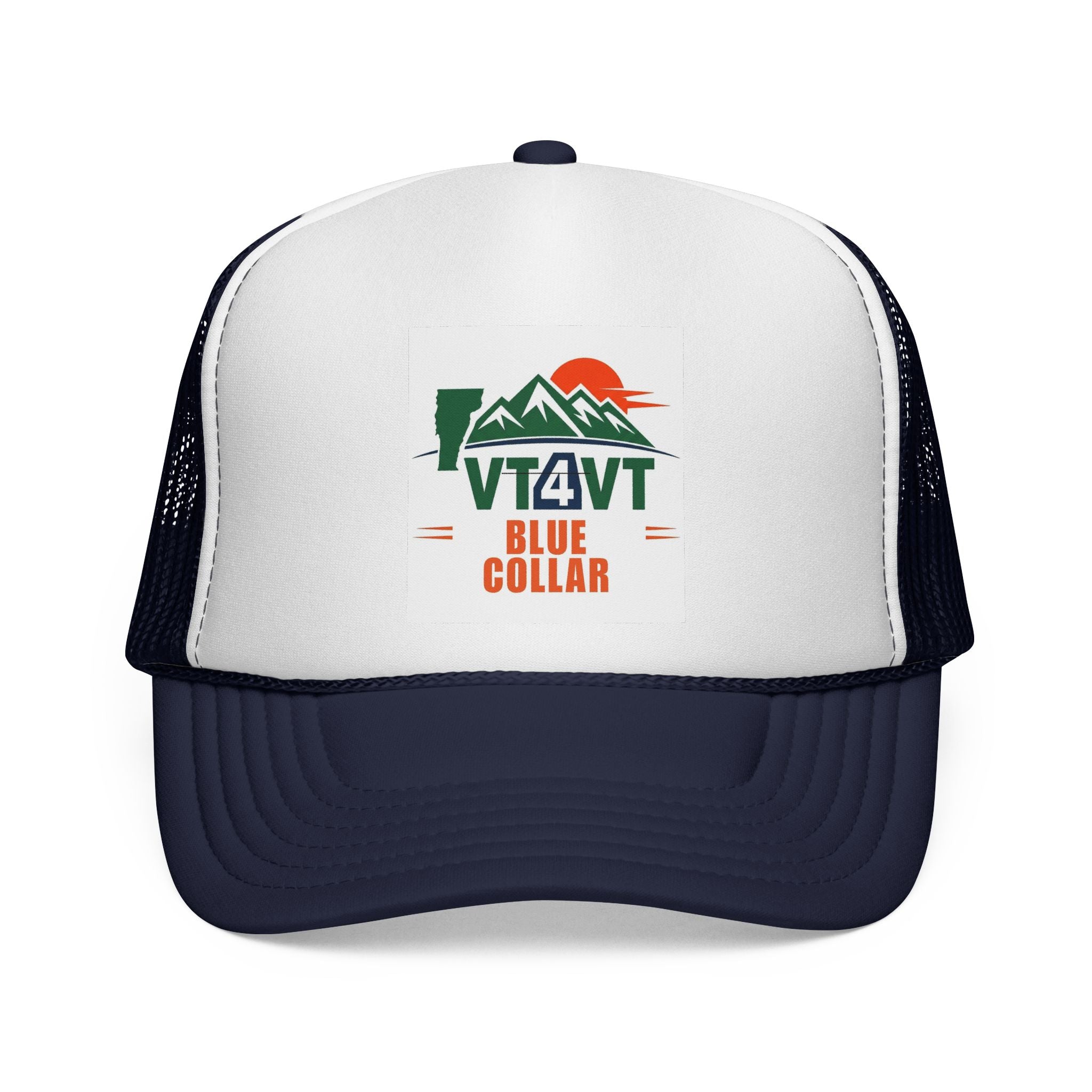 VT4VT BLUE COLLAR Trucker Cap — "Vermont's Future Worth Protecting — DAMN RIGHT"