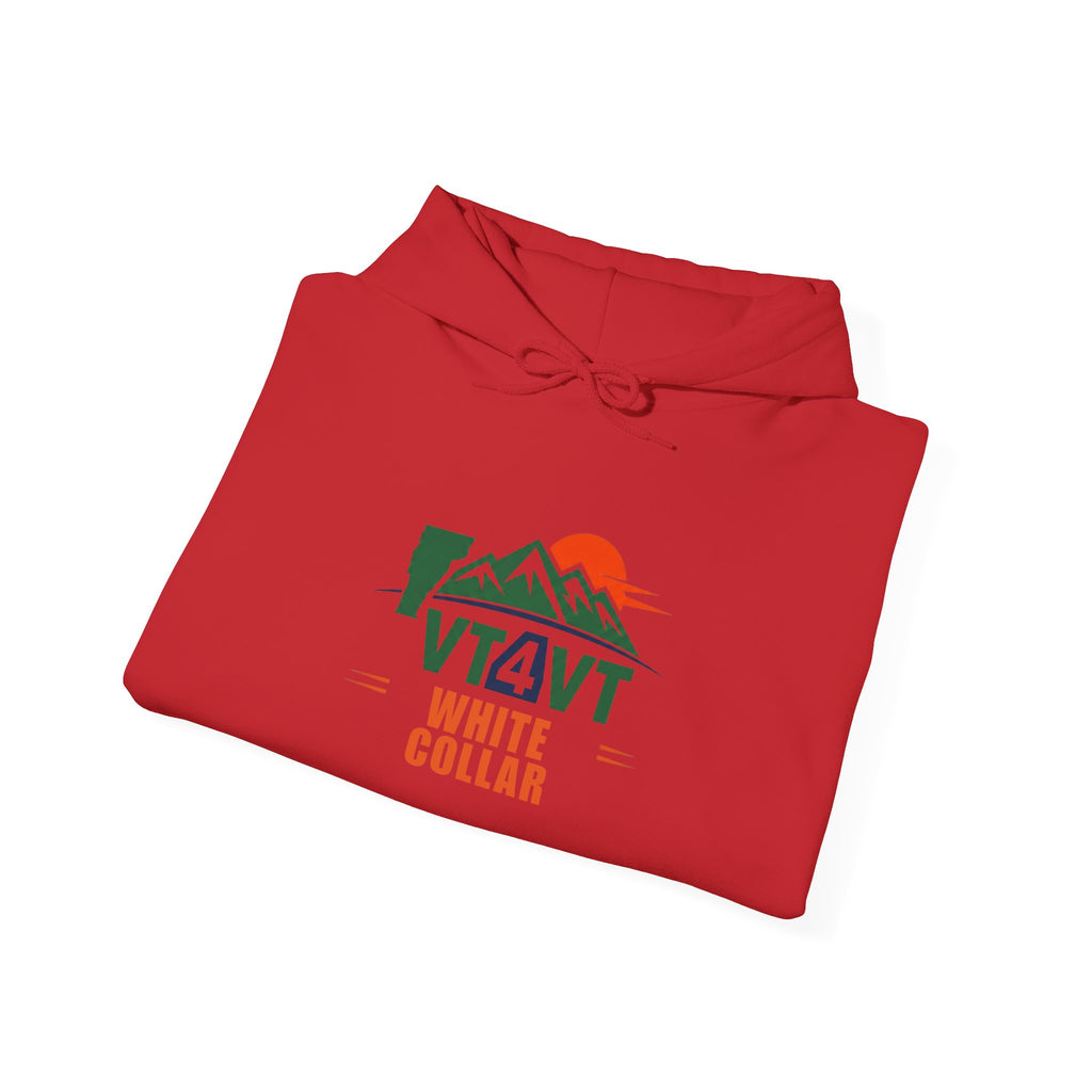 VT4VT WHITE COLLAR Hoodie — "Vermont's Future Worth Protecting — DAMN RIGHT"